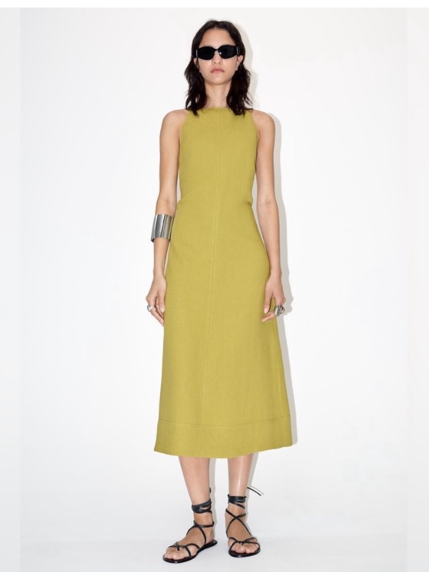Zara Sleeveless Midi Linen-Blend Dress